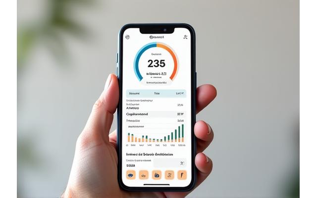 Diseño de un dashboard de aplicación móvil de Luz Consciente mostrando gráficos de progreso, logros y objetivos de bienestar personal.