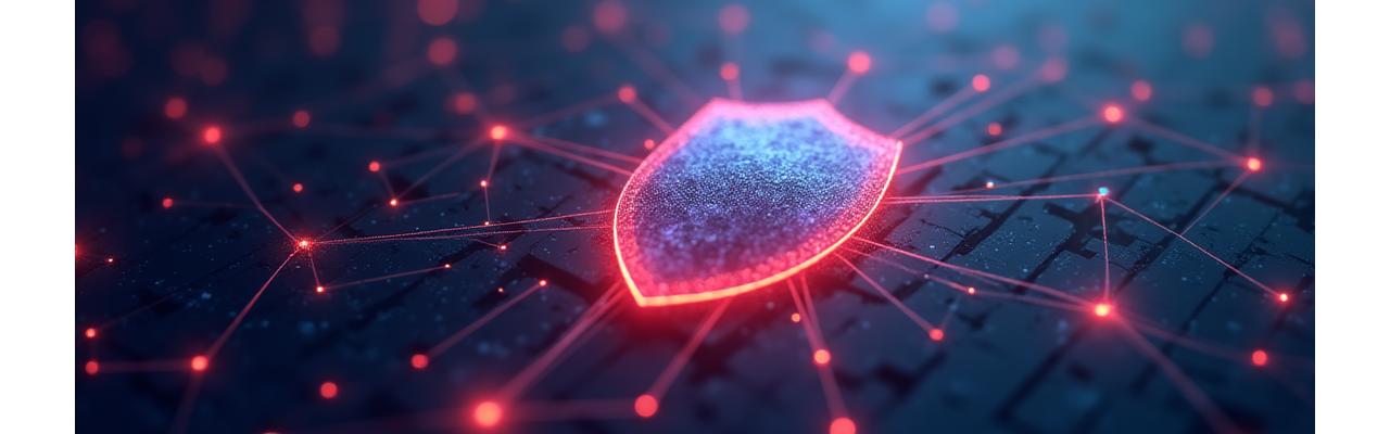 Un escudo brillante y seguro que representa la protección de datos en Luz Consciente, con elementos tecnológicos y un ambiente de calma.